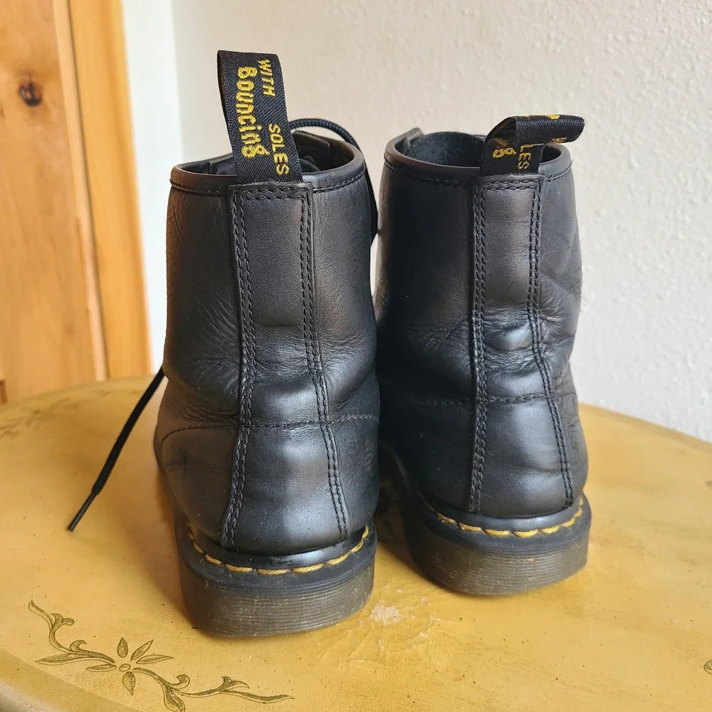 Dr. Doc Martens Pascal‎ Air Wair 1460 EU 42 US 9 Black Leather Combat Punk Boots - Picture 3 of 7
